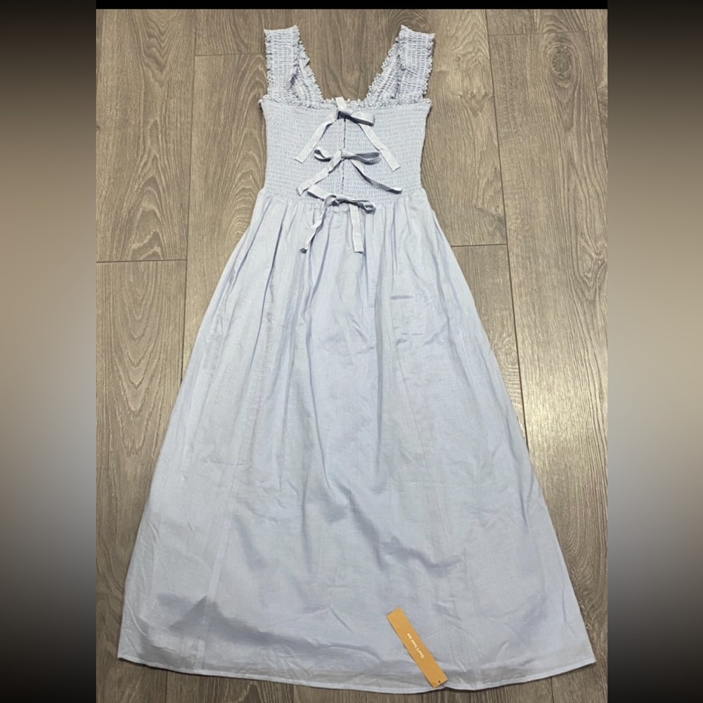 NEW Reformation Smocked Summer Dress in Powder Blue XS